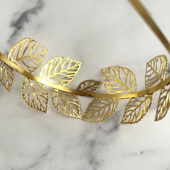 Greek Goddess Golden Metal Leaf Headband - Picture 3 of 6